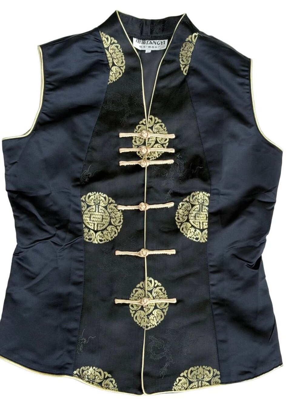 Tang Yi Cheongsam sleeveless Asian oriental brocade top